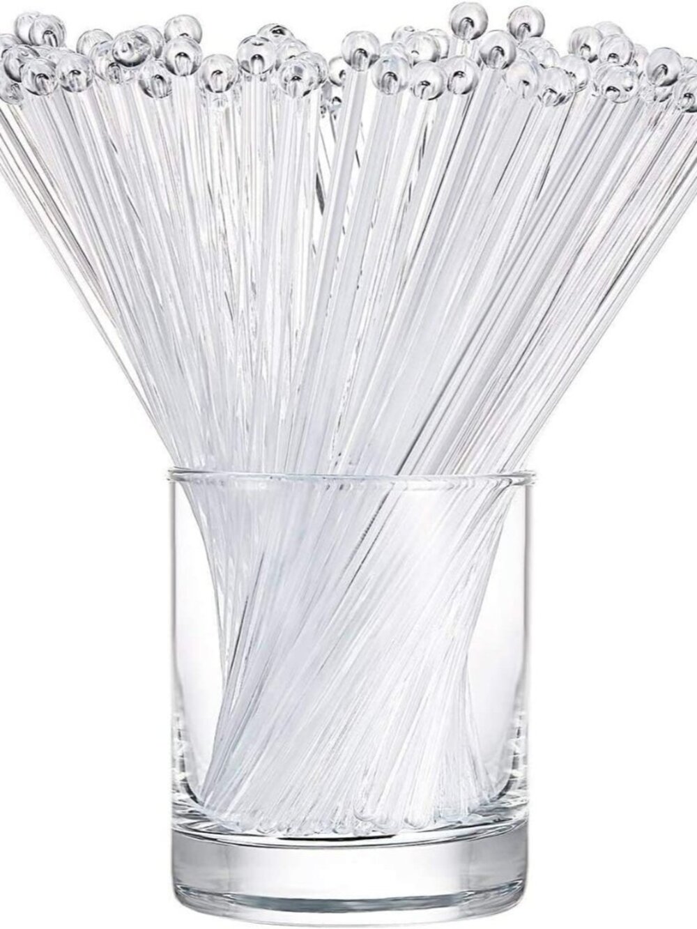 100 Pieces Ball Head Stirrer Disposible Plastic Round Top Crystal Swizzle Sticks